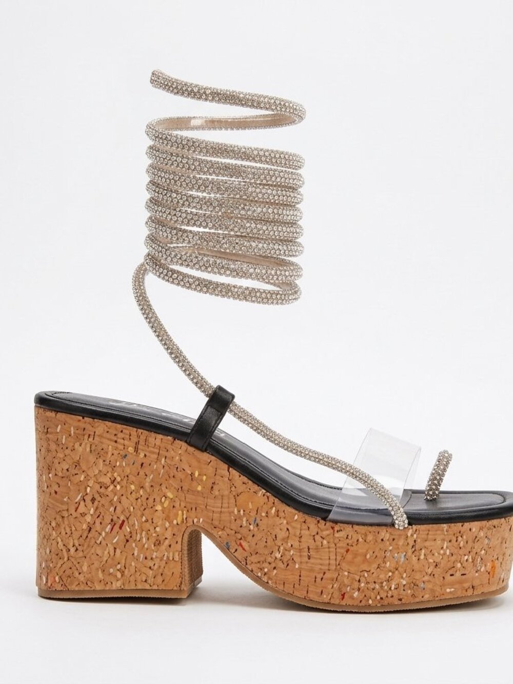 Cape Robbin "Sona" Rhinestone Strappy Cork Wedge Sandals